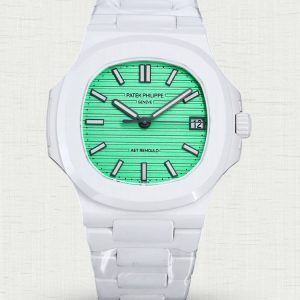 Patek Philippe Nautilus 5711 AET White Ceramic Tiffany Green Dial Replica Watch