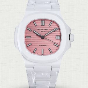 Patek Philippe Nautilus 5711/1A-018 40mm White Ceramic Tiffany Pink Dial Replica Watch