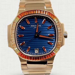 Patek Philippe Nautilus 7118 35.2mm Rose Gold Bezel Blue Dial Replica Watch