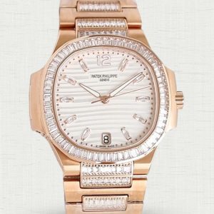 Patek Philippe Nautilus 7014 35.2mm White Gold T Square Brick Replica Watch