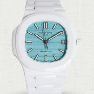Patek Philippe Nautilus 5711 Tiffany Roselend Blue Dial White Ceramic Watch
