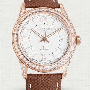Patek Philippe Calatrava 6007G-017 40mm Rose Gold Diamond White Dial Replica Watch