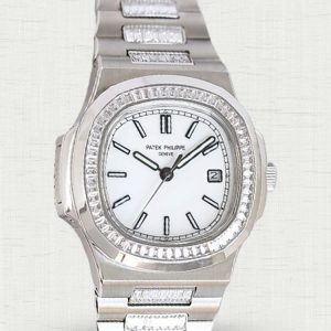 Patek Philippe Nautilus 5711 White Dial Diamond Bezel Stainless Steel Replica Watch