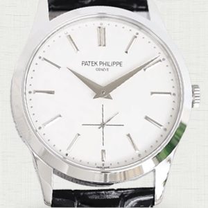 AAA Luxury Patek Philippe Calatrava 5123R-001 Replica Watch, White Dial, Black Leather Strap
