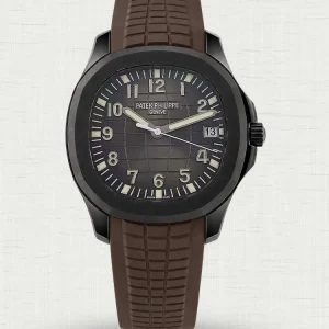 BF Factory Patek Philippe Aquanaut 5167A Replica Black DLC/PVD Case Black Gradient Embossed Dial 40mm Brown Rubber Strap Watch First Look