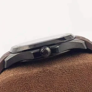 BF Factory Patek Philippe Aquanaut 5167A Replica Black DLC/PVD Case Black Gradient Embossed Dial 40mm Brown Rubber Strap Watch Side View 2