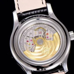 GR Patek Philippe Complications 5205G-001 Rhodium Grey & Silvery-Grey Dial Annual Calendar Moon Phase Luxury Watch Case Back