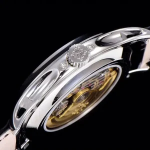 GR Patek Philippe Complications 5205G-001 Rhodium Grey & Silvery-Grey Dial Annual Calendar Moon Phase Luxury Watch Side View