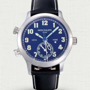GR Factory Super Clone Patek Philippe Complications Calatrava 5524G-001 'Pilot' Travel Time Blue Dial Black Strap Watch First Look