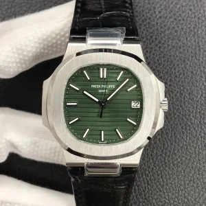 3K Factory Patek Philippe Nautilus 5711 Replica Olive Green Sunburst Dial Super Clone Watch Front View