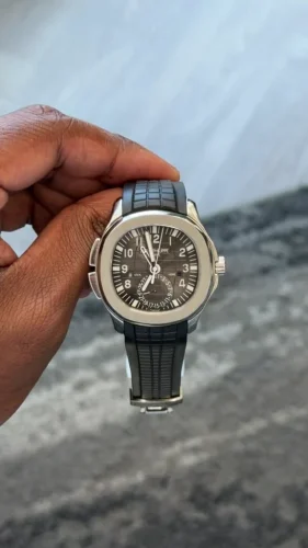 Luxury Patek Philippe Aquanaut 5164A-001 Replica Black Embossed Dial Black Rubber Strap Travel Time 40.8mm Watch photo review
