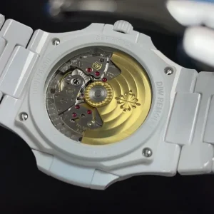 AET Remould Whitespace Replica Patek Philippe Nautilus White Dial White Ceramic Case & Bracelet 41mm Watch Case Back