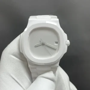 AET Remould Whitespace Replica Patek Philippe Nautilus White Dial White Ceramic Case & Bracelet 41mm Watch Front view