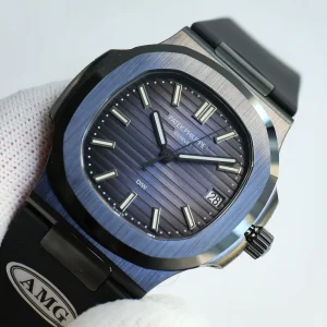AMG DiW-AET Patek Philippe Nautilus 5711 Replica Gradient Night Blue Dial 40mm Black DLC 904L Steel Case Watch Dial Detail