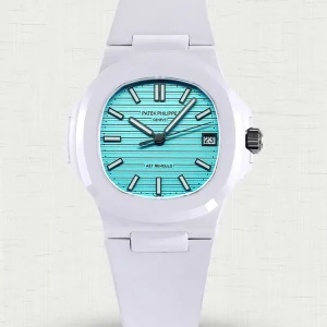 AMG DiW-AET Patek Philippe Nautilus 5711 Replica Tiffany Blue Dial White Ceramic Case White Rubber Strap Luxury Watch Main Image