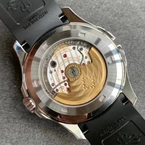 Luxury Patek Philippe Aquanaut 5164A-001 Replica Black Embossed Dial Black Rubber Strap Travel Time 40.8mm Watch Case Back