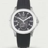 Luxury Patek Philippe Aquanaut 5164A-001 Replica Black Embossed Dial Black Rubber Strap Travel Time 40.8mm Watch Main Image