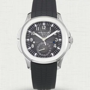 Luxury Patek Philippe Aquanaut 5164A-001 Replica Black Embossed Dial Black Rubber Strap Travel Time 40.8mm Watch Main Image