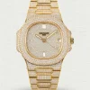 Luxury Patek Philippe Nautilus 5711 Replica Pavé Diamond Dial Gold Plated Diamond Case Diamond Bezel & Bracelet 40mm Watch Main Image