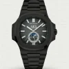 Luxury Patek Philippe Nautilus 5726/1A-001 Replica Black Dial Black PVD 904L Stainless Steel Case 40.5mm Annual Calendar Moon-Phase Watch Main Image