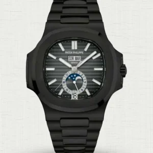 Luxury Patek Philippe Nautilus 5726/1A-001 Replica Black Dial Black PVD 904L Stainless Steel Case 40.5mm Annual Calendar Moon-Phase Watch Main Image