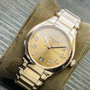 Luxury Patek Philippe Twenty~4 7300/1200R-011 Replica Gold Dial Stainless Steel Case 36mm Ladies Watch Dial Side View 2