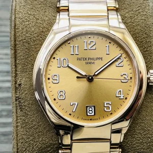 Luxury Patek Philippe Twenty~4 7300/1200R-011 Replica Gold Dial Stainless Steel Case 36mm Ladies Watch Front View