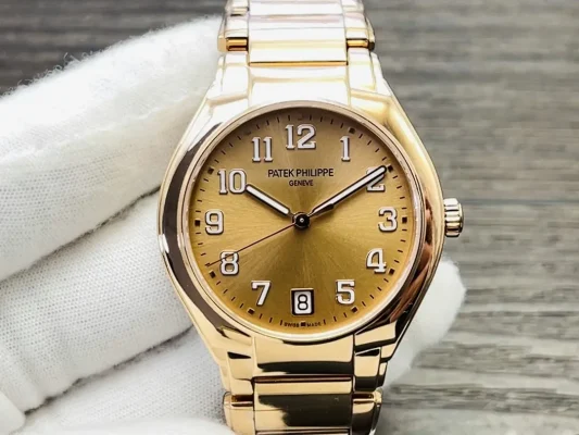 Luxury Patek Philippe Twenty~4 7300/1200R-011 Replica Gold Dial Stainless Steel Case 36mm Ladies Watch QC