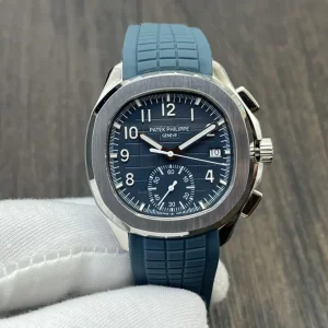 Patek Philippe Aquanaut 5968A-001 Replica Midnight Blue Dial Blue Rubber Strap Luxury 42.2mm Watch Front View