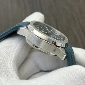 Patek Philippe Aquanaut 5968A-001 Replica Midnight Blue Dial Blue Rubber Strap Luxury 42.2mm Watch Side View 1