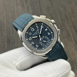 Patek Philippe Aquanaut 5968A-001 Replica Midnight Blue Dial Blue Rubber Strap Luxury 42.2mm Watch Side View Of Dial 1
