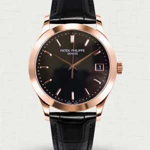 Patek Philippe Calatrava 5296 Replica Black Dial Rose Gold Tone Case 38mm Luxury Dress Watch Main Image