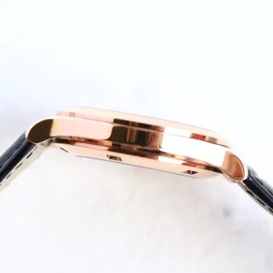 Patek Philippe Calatrava 5296 Replica Black Dial Rose Gold Tone Case 38mm Luxury Dress Watch Side View 1