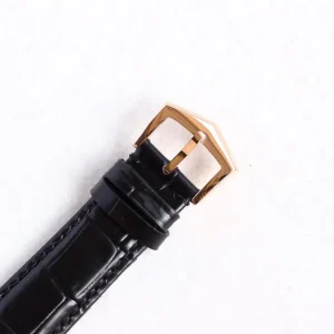 Patek Philippe Calatrava 5296 Replica Black Dial Rose Gold Tone Case 38mm Luxury Dress Watch Strap