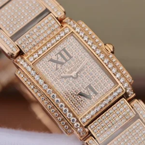 Super Clone Luxury Patek Philippe Twenty~4 4909R/50R-001 Replica Pavé Diamond Dial Rose Gold 904L Steel Case Ladies Watch Dial Detail