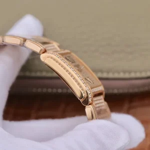 Super Clone Luxury Patek Philippe Twenty~4 4909R/50R-001 Replica Pavé Diamond Dial Rose Gold 904L Steel Case Ladies Watch Side View 1