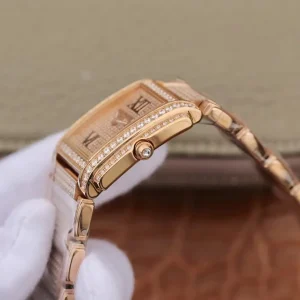 Super Clone Luxury Patek Philippe Twenty~4 4909R/50R-001 Replica Pavé Diamond Dial Rose Gold 904L Steel Case Ladies Watch Side View 2