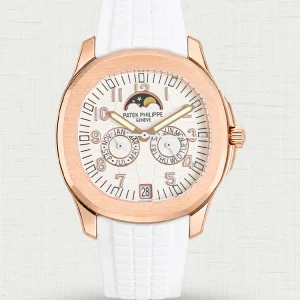 Super Clone Patek Philippe Aquanaut Luce 5261R-001 White Dial Rose Gold Plated Case White Rubber Strap Luxury Watch Main image