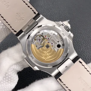 Super Clone Patek Philippe Nautilus 5711G-001 Replica 40mm Slate Grey Dial Black Leather Strap Automatic Watch Case Back