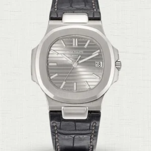 Super Clone Patek Philippe Nautilus 5711G-001 Replica 40mm Slate Grey Dial Black Leather Strap Automatic Watch Main Image