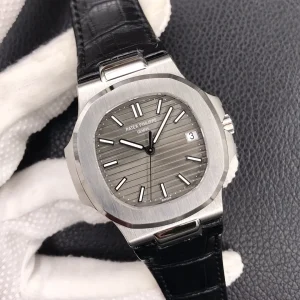 Super Clone Patek Philippe Nautilus 5711G-001 Replica 40mm Slate Grey Dial Black Leather Strap Automatic Watch Side Profile Of Dial 1