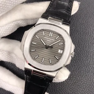 Super Clone Patek Philippe Nautilus 5711G-001 Replica 40mm Slate Grey Dial Black Leather Strap Automatic Watch Side Profile Of Dial 2