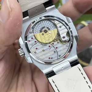 Super Clone Patek Philippe Nautilus 5712G-001 Slate Grey Dial 40mm Black Leather Strap Luxury Watch Case back