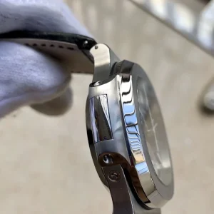 Swiss Patek Philippe Nautilus 5980/1A-001 Replica 40.5mm Blue Gray Embossed Dial Black Leather Strap Watch Side view 1