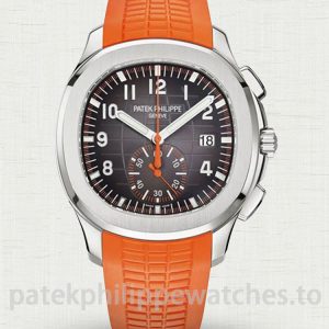 Patek Philippe Aquanaut 5968A-001 Super Clone Flyback Chronograph 42mm Grey Dial Orange Strap Men's Watch