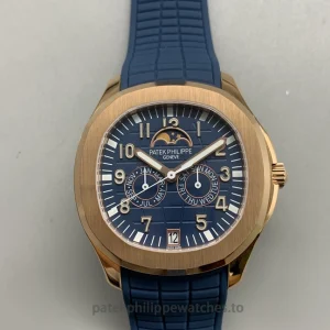 Replica Patek Philippe Aquanaut Luce Annual Calendar 5261R-001, 39.9mm Rose-Gold-Tone Case, Blue-Gray DialVue avant montre 1