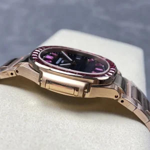 AAAAA Patek Philippe Nautilus 5723/112R-001 Replica Gray Horizontal Dial Ruby Hour Markers Baguette Ruby Bezel Watch Side View 1
