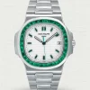 AAAAA Replica Patek Philippe Nautilus 5711 White Dial Green Gemstone Bezel 40mm Automatic Stainless Steel Luxury Watch Main Image