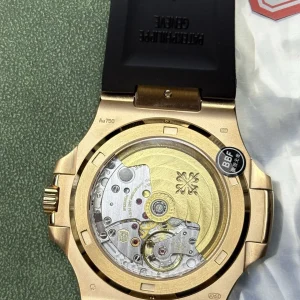 BBF Factory Patek Philippe Nautilus 5711R Replica Brown Gradient Dial Rose Gold Plated 904L Steel Case Black Rubber Strap Watch Case Back 3