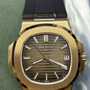 BBF Factory Patek Philippe Nautilus 5711R Replica Brown Gradient Dial Rose Gold Plated 904L Steel Case Black Rubber Strap Watch Front View 2